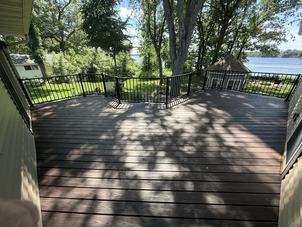 Composite lake deck overlooking the water